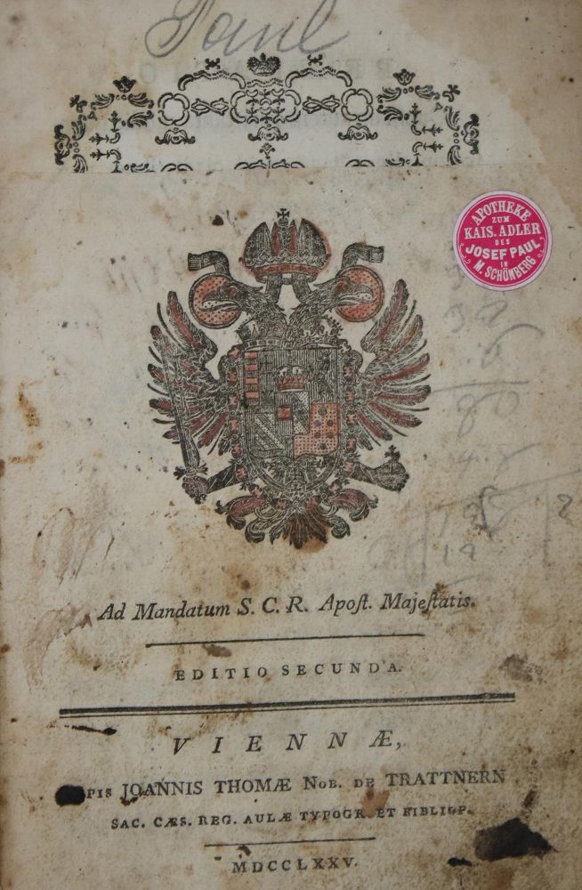 Große Abbildung Nr.2: 137-1473 (Pharmacopoea Austriaco-Provincialis).: (Medizin, Pharmazie, Österreich)