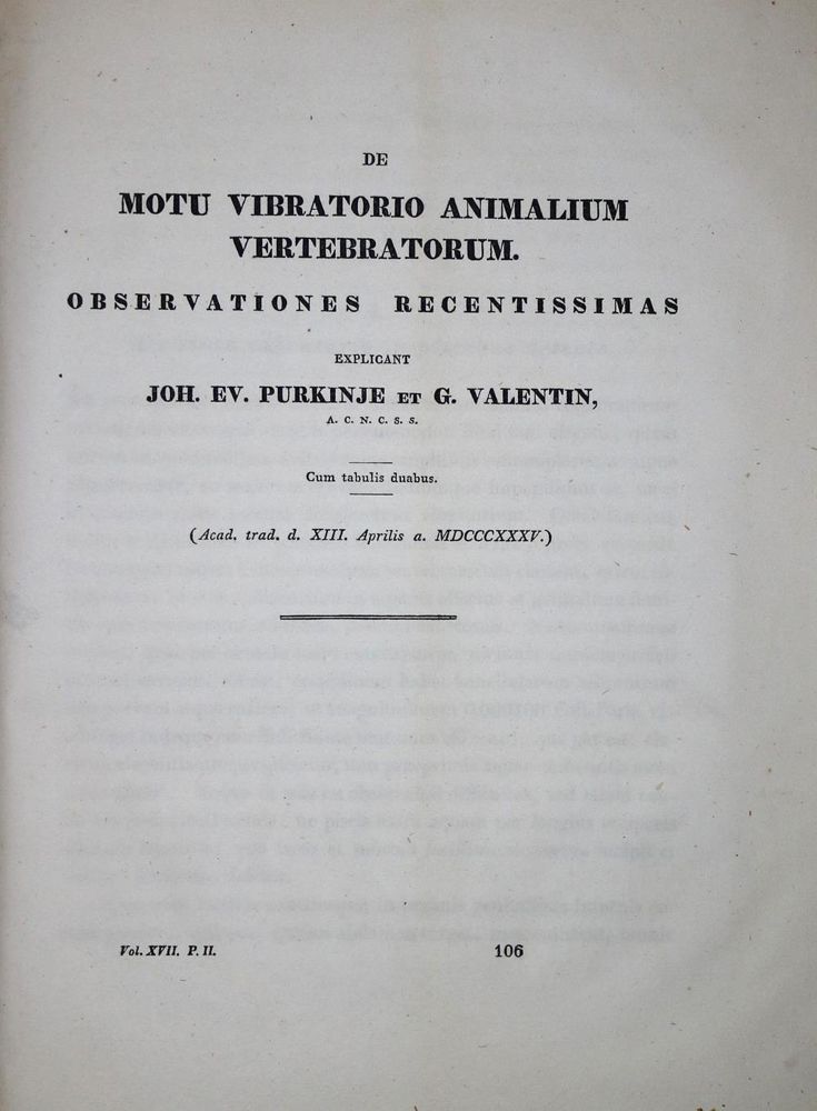 Große Abbildung Nr.1: 137-1478 Purkinje,J.E. u. G.Valentin.: (Medizin)