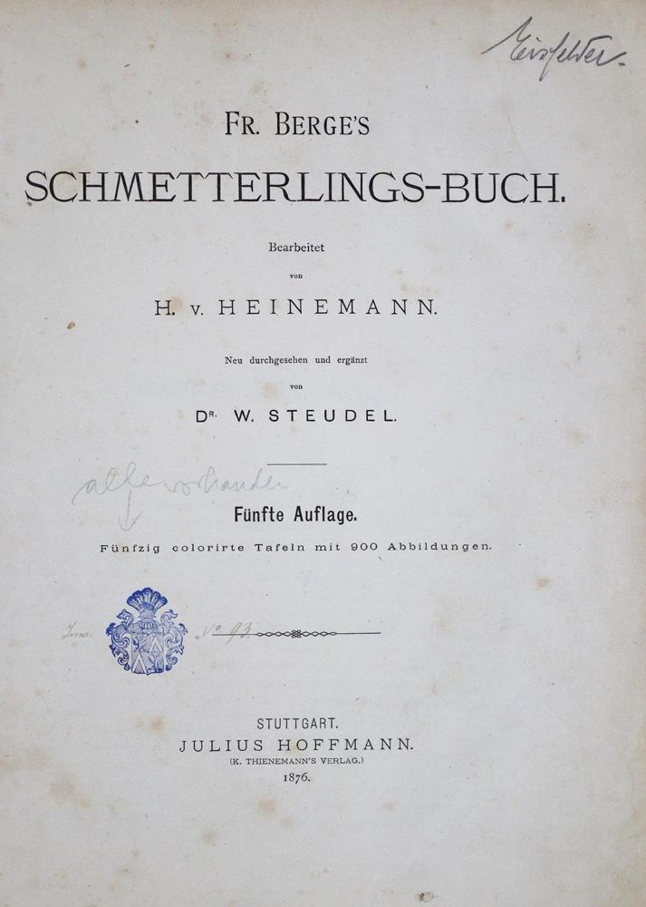 Große Abbildung Nr.2: 137-1507 Berge,F.: (Zoologie, Schmetterlinge)
