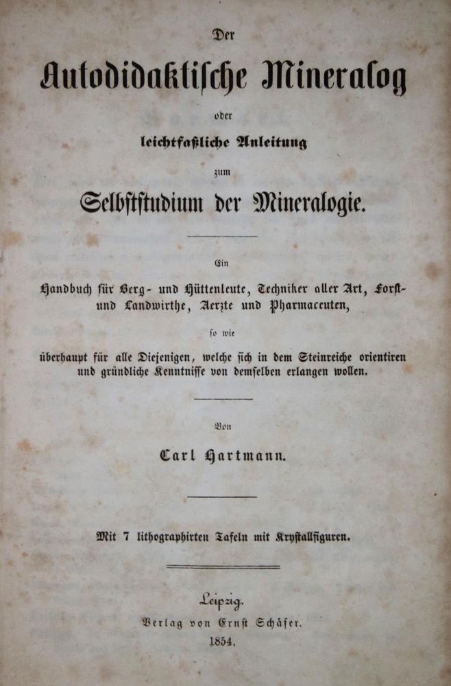Große Abbildung Nr.1: 137-1537 Hartmann,C.: (Verschiedene Gebiete - Varia, Geologie - Mineralogie u. Paläontologie)