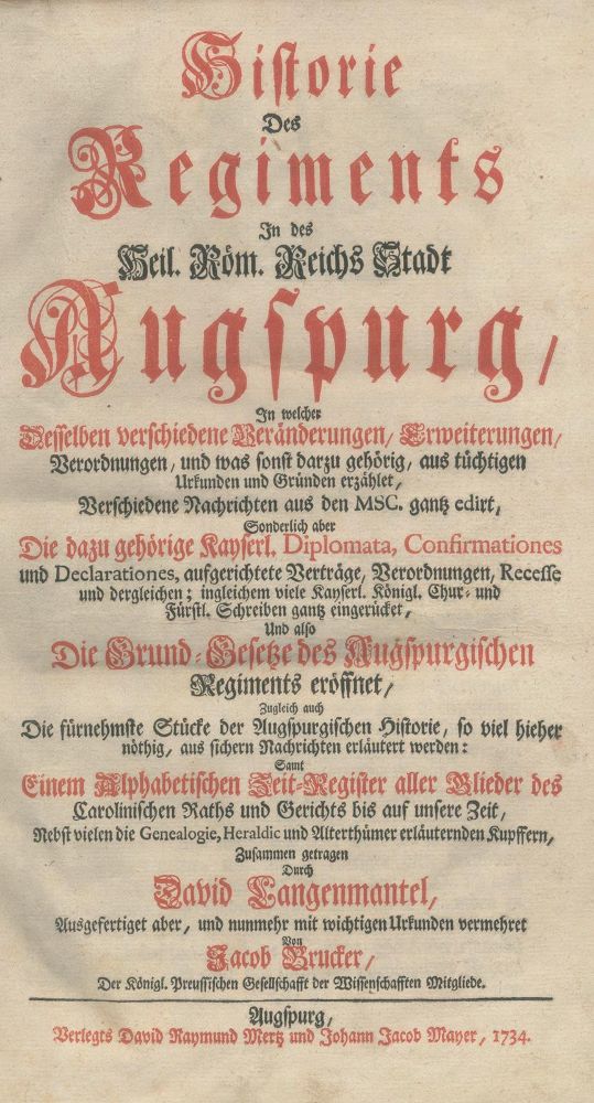 Große Abbildung Nr.1: 137-1749 Langenmantel,D. u. J.Brucker.: (Deutschland, Augsburg)