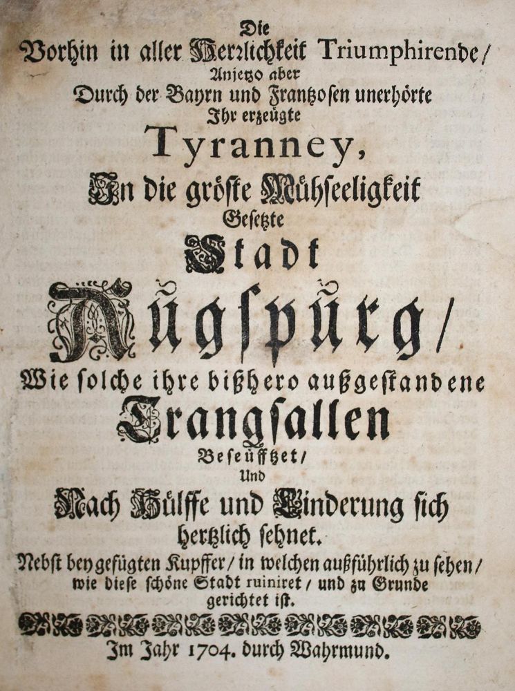 Große Abbildung Nr.1: 137-1752 Wahrmund (Pseud.).: (Deutschland, Augsburg)