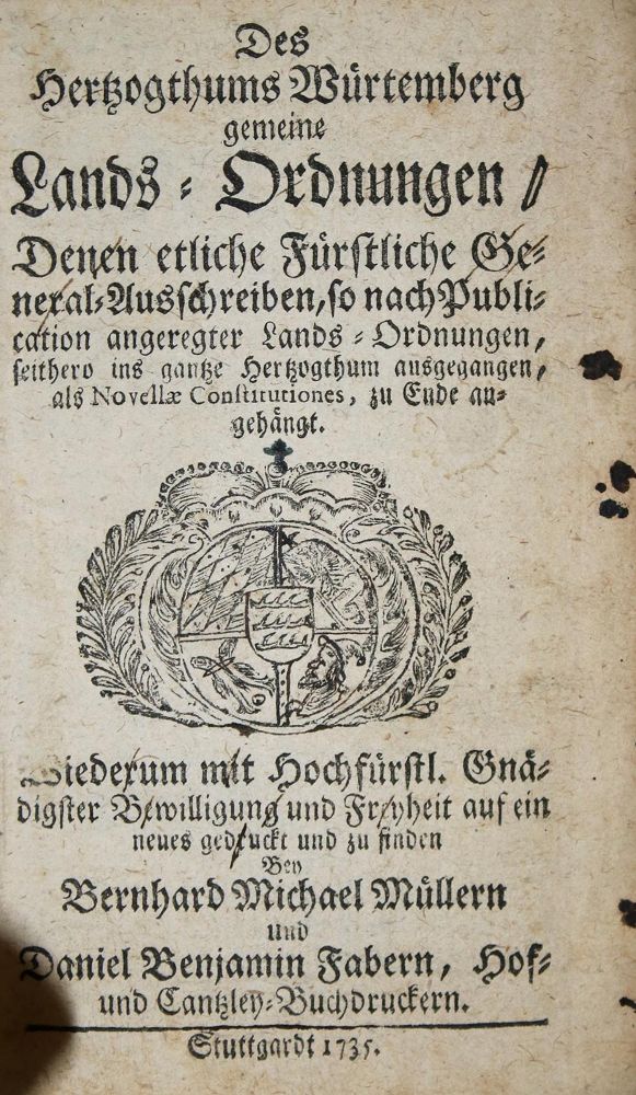 Große Abbildung Nr.1: 137-1761 Lands-Ordnungen,: (Deutschland, Baden-Württemberg)