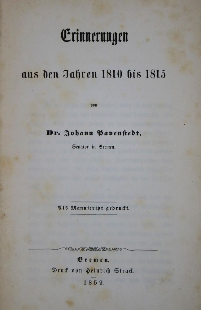 Große Abbildung Nr.1: 137-1786 Pavenstedt,J.: (Deutschland, Bremen)