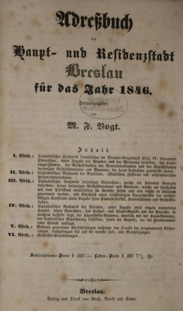 Große Abbildung Nr.1: 137-1792 Adreßbuch: (Deutschland, Breslau)