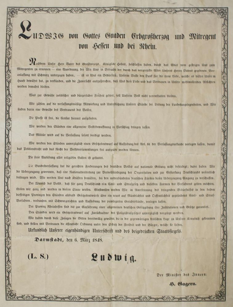 Große Abbildung Nr.1: 137-1862 Proklamation: (Deutschland, Revolution 1848/49 - Vormärz - Politik)