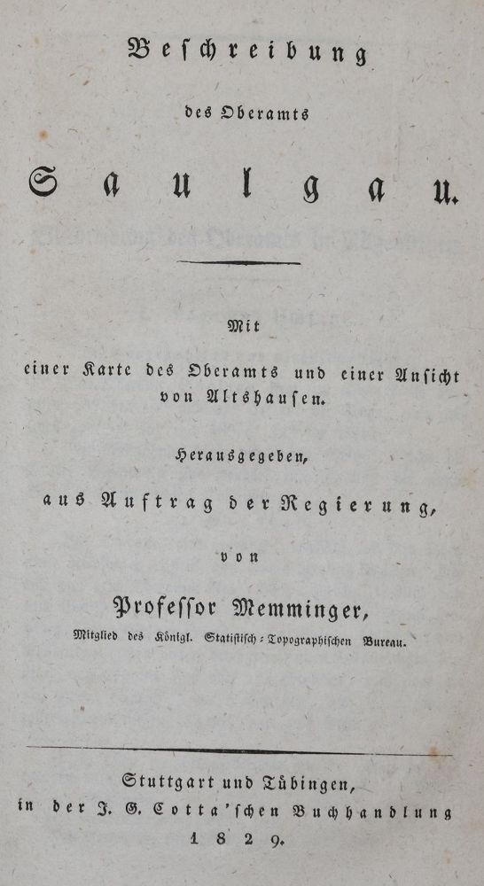 Große Abbildung Nr.1: 137-1873 Memminger,(J.D.G.v.).: (Deutschland, Saulgau)