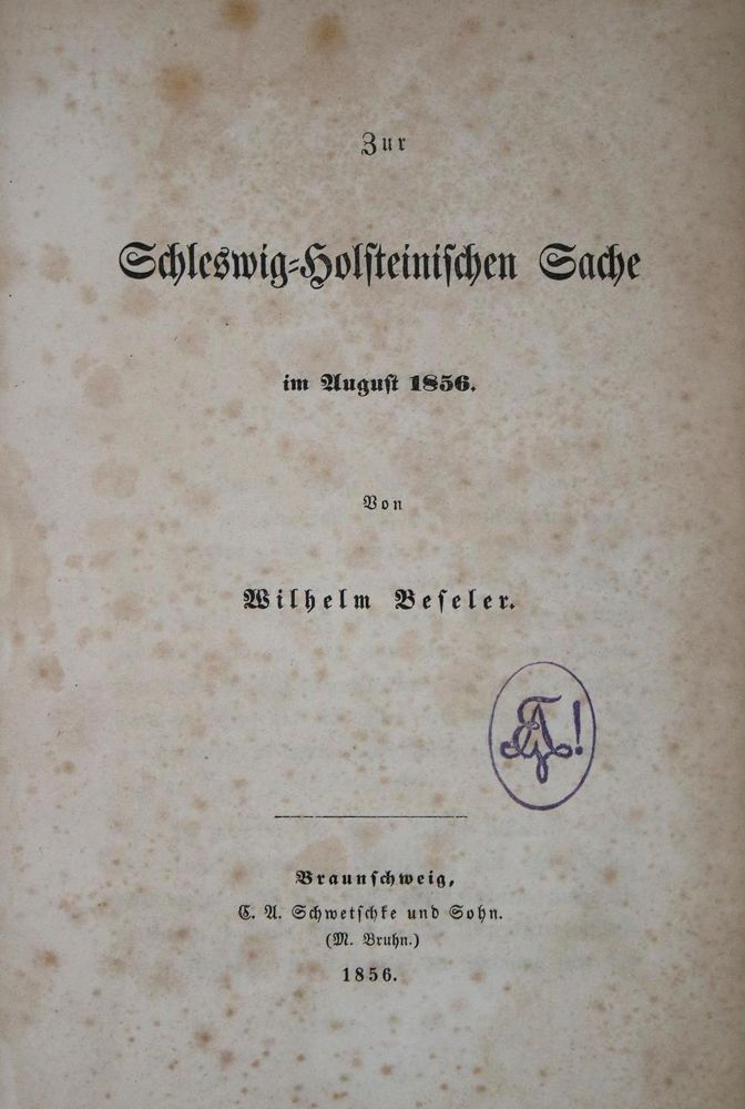 Große Abbildung Nr.1: 137-1876 Beseler,W.: (Deutschland, Schleswig-Holstein)