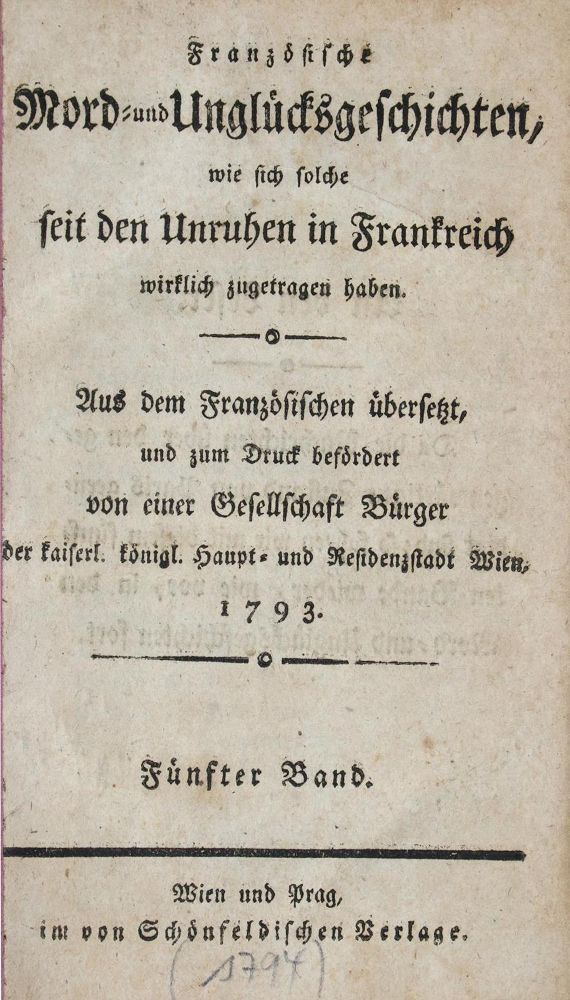 Große Abbildung Nr.1: 137-1916 Französische Mord- und Unglücksgeschichten,: (Frankreich, Revolution)