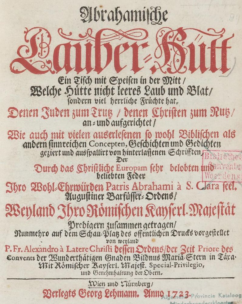 Große Abbildung Nr.1: 137-2 Abraham a Santa Clara (d.i. U.Megerle).: (Alte Drucke, Handschriften und Theologie)
