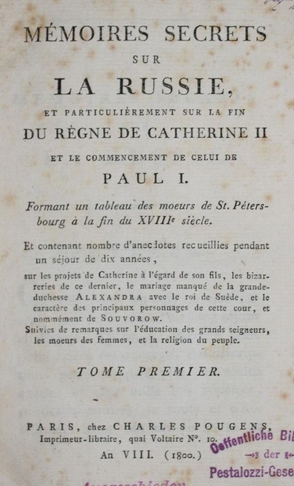 Große Abbildung Nr.1: 137-2087 (Masson de Blamont,C.F.P.).: (Verschiedene Länder - Geschichte, Russland)