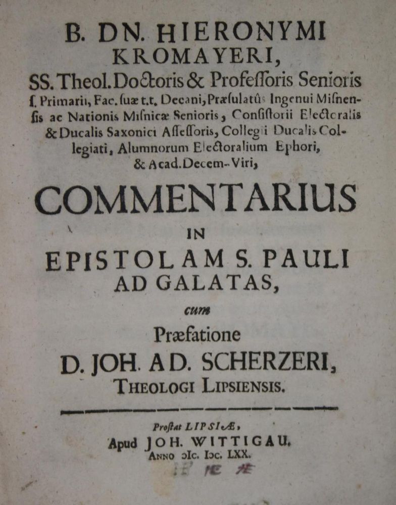 Große Abbildung Nr.1: 137-218 Kromayer,H.: (Alte Drucke, Handschriften und Theologie)