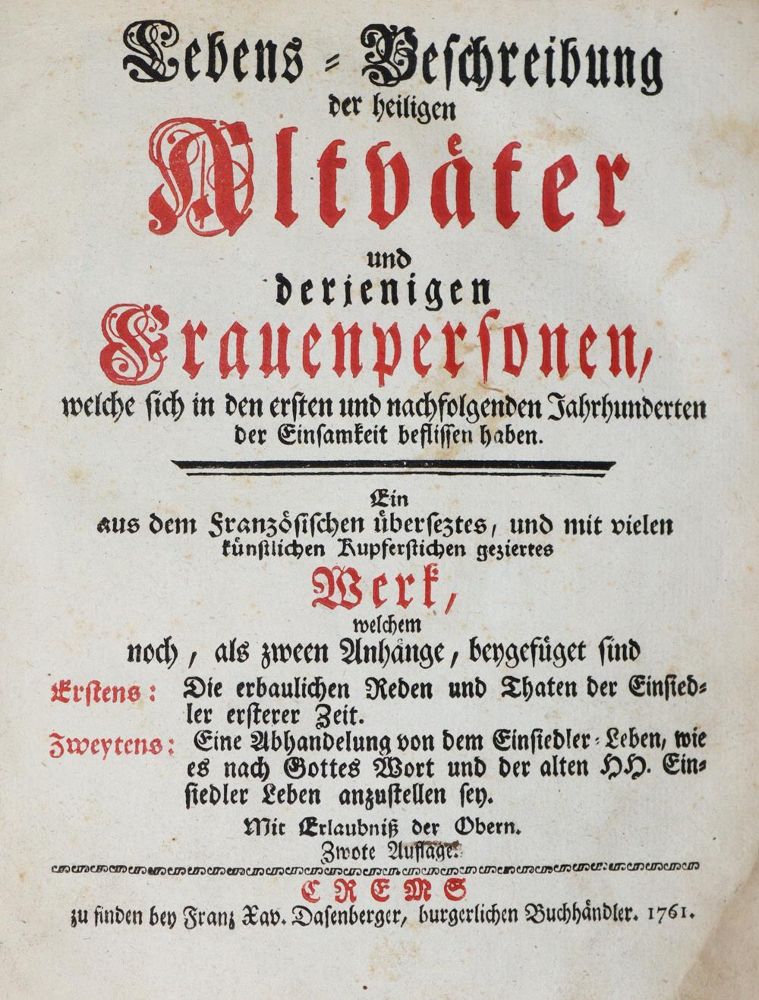 Große Abbildung Nr.2: 137-224 Lebens-Beschreibung: (Alte Drucke, Handschriften und Theologie)