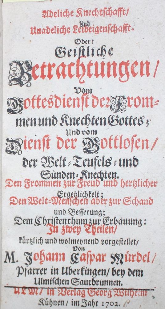 Große Abbildung Nr.1: 137-253 Mürdel,J.C.: (Alte Drucke, Handschriften und Theologie)