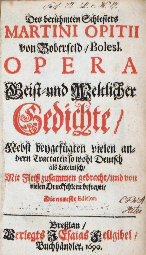 Große Abbildung Nr.1: 137-260 Opitz,M.: (Alte Drucke, Handschriften und Theologie)