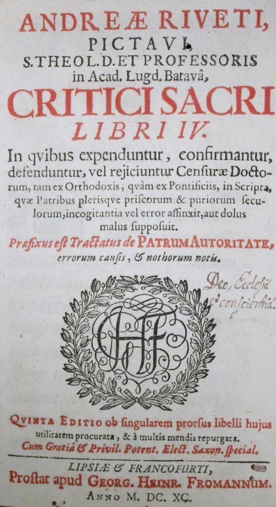 Große Abbildung Nr.1: 137-285 Rivet,A.: (Alte Drucke, Handschriften und Theologie)