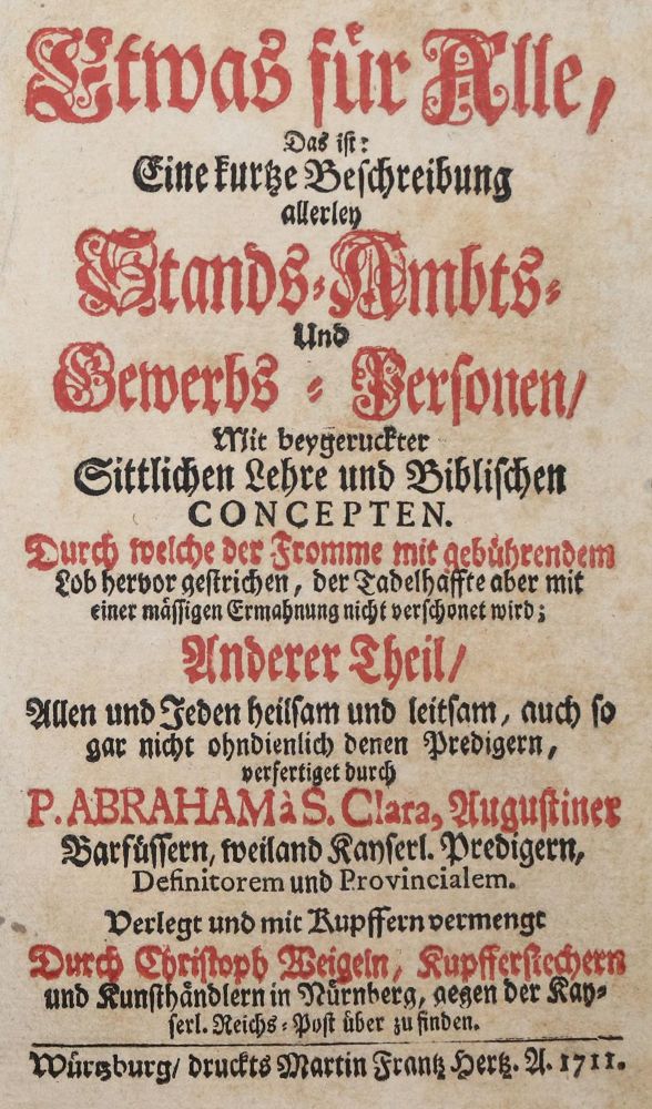Große Abbildung Nr.1: 137-3 Abraham a Santa Clara (d.i. U.Megerle).: (Alte Drucke, Handschriften und Theologie)