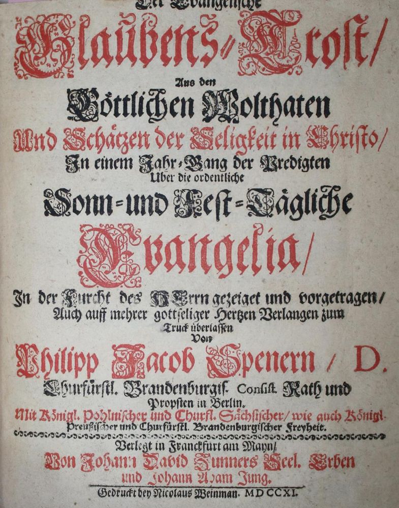Große Abbildung Nr.1: 137-310 Spener,P.J.: (Alte Drucke, Handschriften und Theologie)