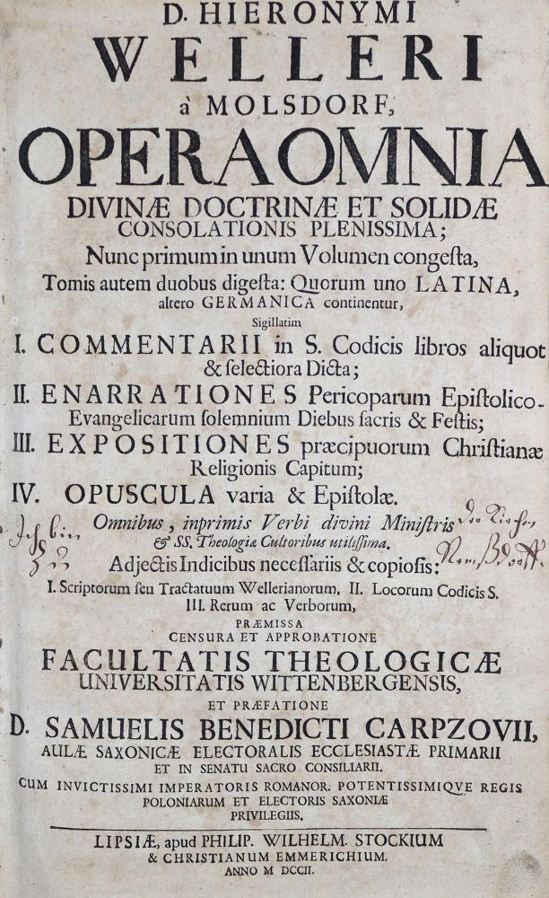 Große Abbildung Nr.1: 137-338 Weller,H.v.Molsdorf.: (Alte Drucke, Handschriften und Theologie)