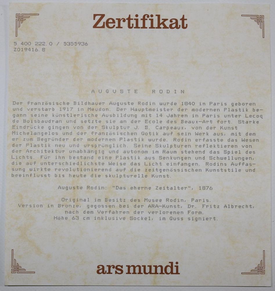 Große Abbildung Nr.2: 137-3999 Rodin, Auguste.: (Künstlergraphik, Skulpturen - Plastiken)