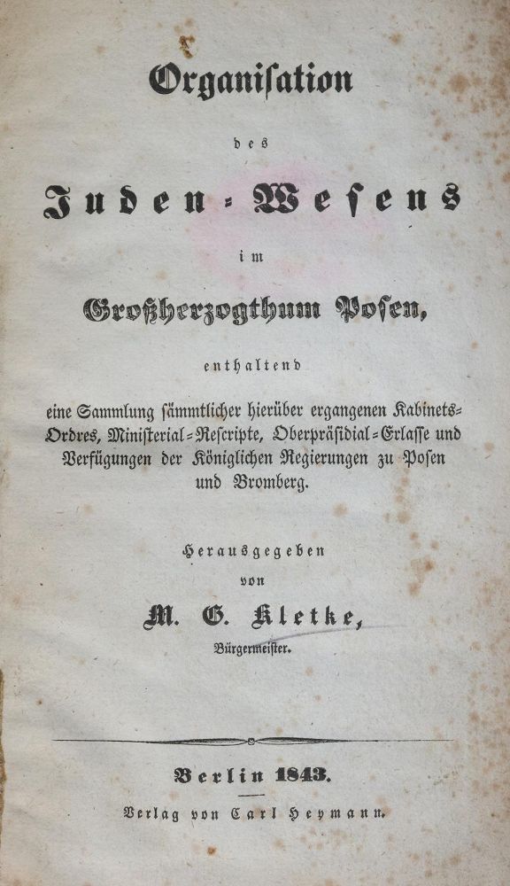 Große Abbildung Nr.1: 137-404 Kletke,M.G. (Hrsg.).: (Judaica)