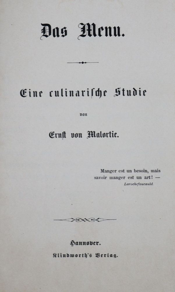 Große Abbildung Nr.2: 137-585 Malortie,E.v.: (Küche und Haushalt, Gaststätten-Hotellerie)