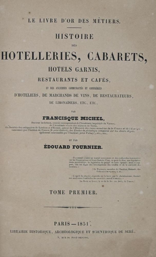 Große Abbildung Nr.1: 137-586 Michel,F. u. E.Fournier.: (Küche und Haushalt, Gaststätten-Hotellerie)