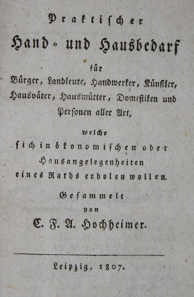 Große Abbildung Nr.1: 137-604 Hochheimer,C.F.A.: (Küche und Haushalt, Haushalt)