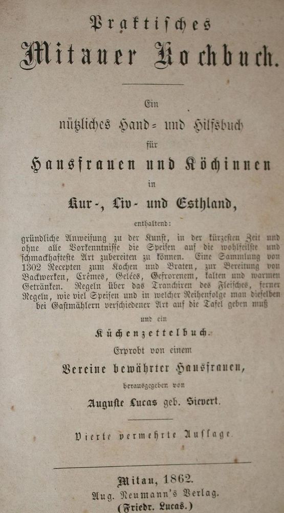 Große Abbildung Nr.1: 137-613 Lucas,A.: (Küche und Haushalt, Kochbücher, Baltikum)