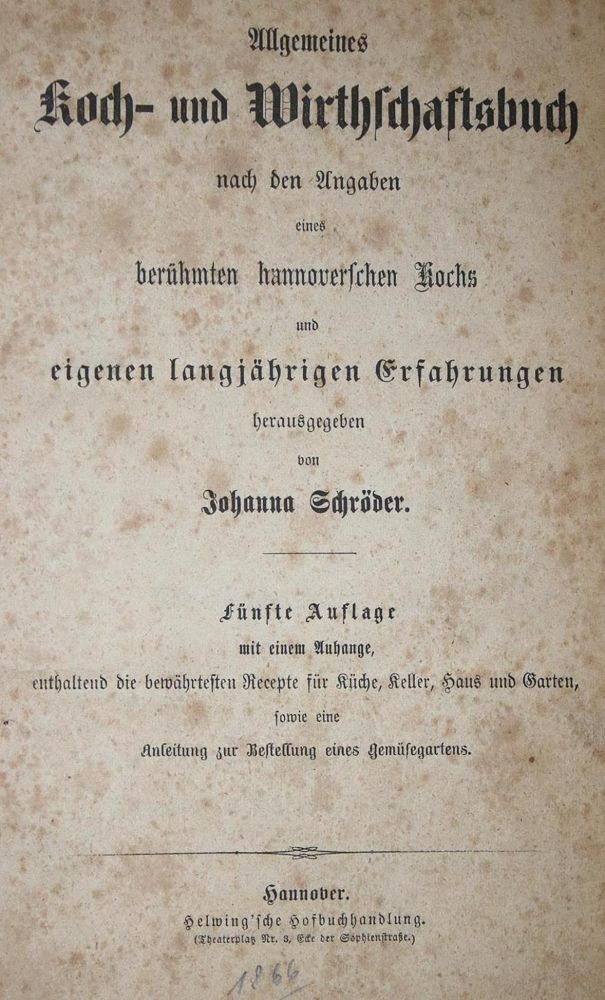 Große Abbildung Nr.1: 137-631 Schröder,J.: (Küche und Haushalt, Kochbücher, Hannover)