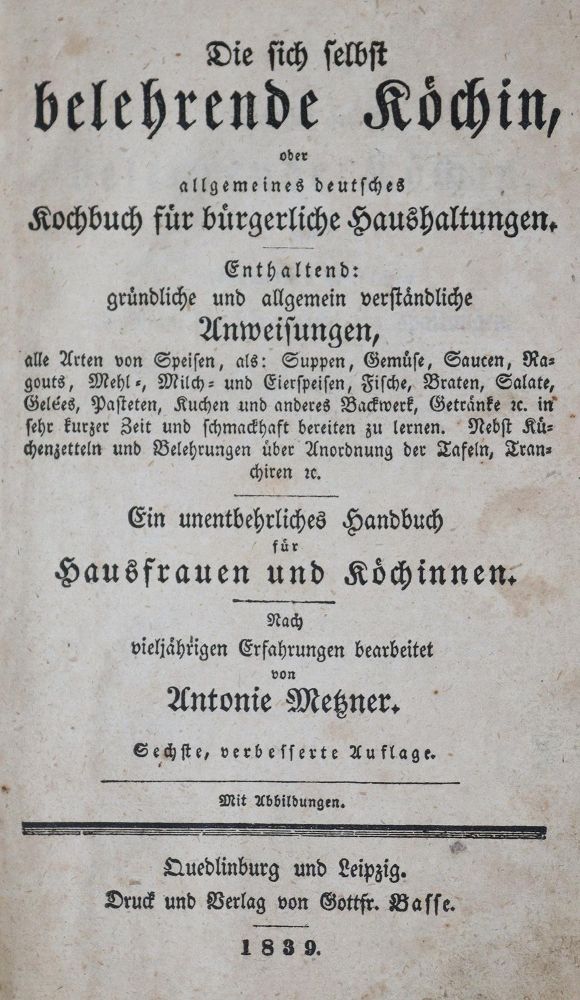 Große Abbildung Nr.1: 137-643 Metzner,A.: (Küche und Haushalt, Kochbücher)