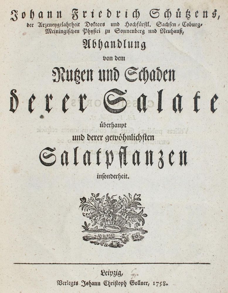 Große Abbildung Nr.1: 137-652 Schütz,J.F.: (Küche und Haushalt, Kochbücher, Salat)