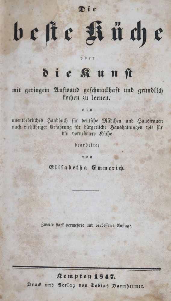 Große Abbildung Nr.1: 137-671 Emmerich,E.: (Küche und Haushalt, Kochbücher, Schwaben)