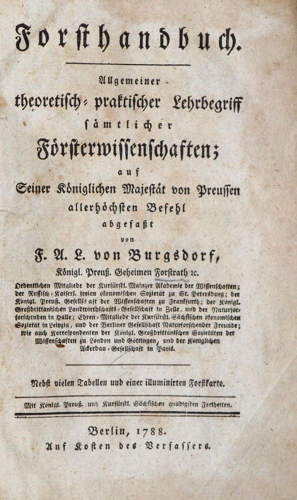 Große Abbildung Nr.1: 137-679 Burgsdorf,F.A.L.v.: (Land- und Forstwirtschaft, Forstwirtschaft)