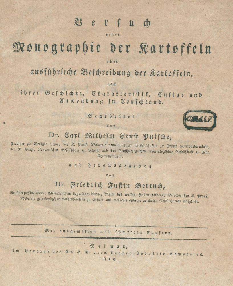 Große Abbildung Nr.1: 137-688 Putsche,C.W.E.: (Land- und Forstwirtschaft, Landwirtschaft, Kartoffeln)