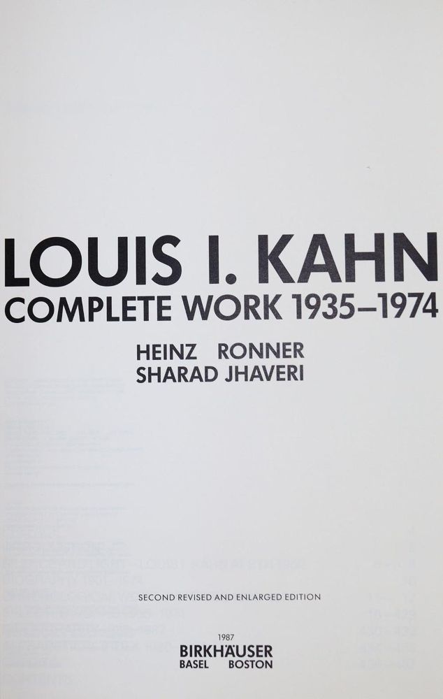 Große Abbildung Nr.3: 137-703 Ronner,H. u. S.Jhaveri.: (Architektur, Kahn)