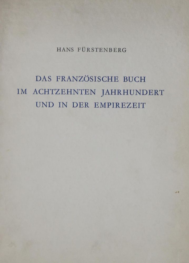 Große Abbildung Nr.2: 137-841 Fürstenberg,H.: (Bibliographie und Buchwesen)