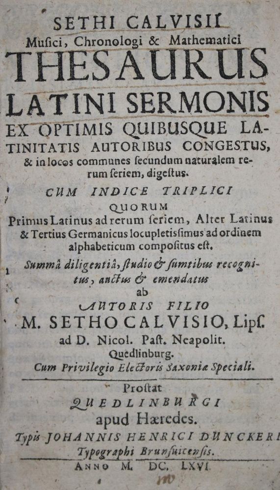 Große Abbildung Nr.1: 137-846 Calvisius,S.: (Lexika - Wörterbücher - Sprachwissenschaften)