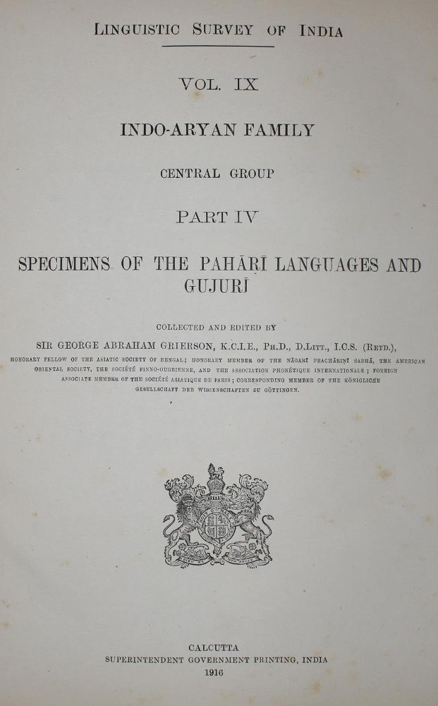Große Abbildung Nr.1: 137-848 Grierson,G.A.: (Lexika - Wörterbücher - Sprachwissenschaften, Indien)