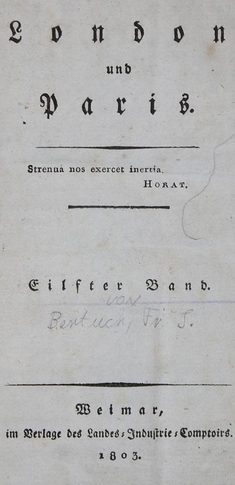 Große Abbildung Nr.1: 137-972 (Bertuch,F.J. Hrsg.).: (Literatur und illustrierte Bücher bis 19.Jahrhundert)