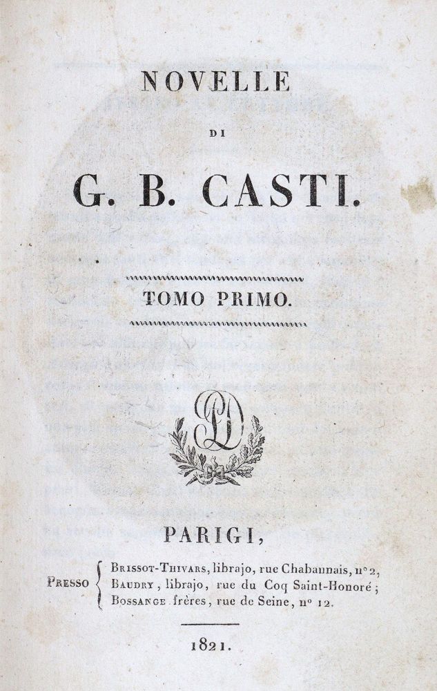 Große Abbildung Nr.2: 137-977 Casti,G.B.: (Literatur und illustrierte Bücher bis 19.Jahrhundert)