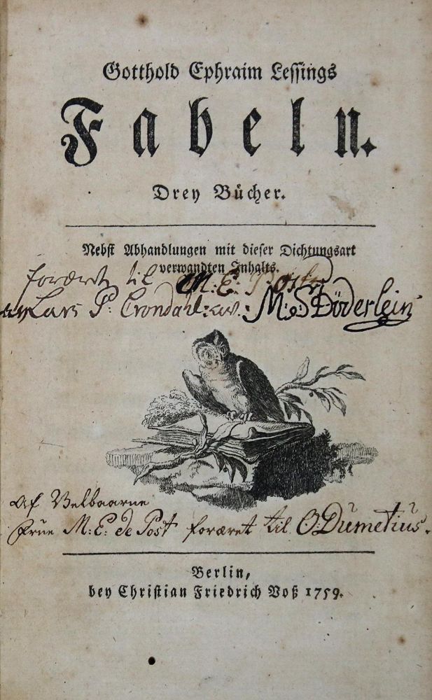 Große Abbildung Nr.1: 137-997 Lessing,G.E.: (Fabeln)