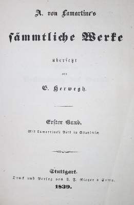Bild Nr.1: 137-1031 Lamartine,A.de.: (Herwegh)