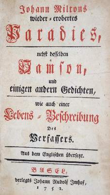 Bild Nr.1: 137-1070 Milton,J.: (Literatur und illustrierte Bücher bis 19.Jahrhundert)