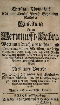 Bild Nr.1: 137-1106 Thomasius,C.: (Literatur und illustrierte Bücher bis 19.Jahrhundert)