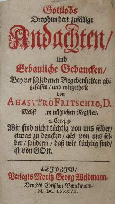 Bild Nr.1: 137-122 Fritsch,A.: (Alte Drucke, Handschriften und Theologie)
