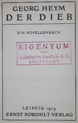 Bild Nr.1: 137-1223 Heym,G.: (Literatur und illustrierte Bücher 20.Jahrhundert - Alte Literatur in modernen Ausgaben)