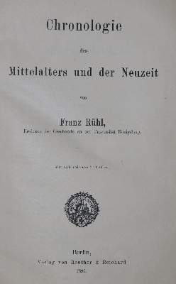 Bild Nr.1: 137-1646 Rühl,F.: (Verschiedene Gebiete - Varia, Zeitrechnung)