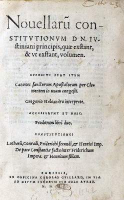 Bild Nr.1: 137-204 Justinianus I.: (Alte Drucke, Handschriften und Theologie)