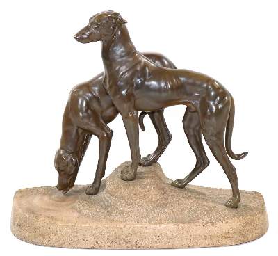 Bild Nr.1: 137-2481 Art Déco Windhunde.: (Skulpturen - Plastiken)